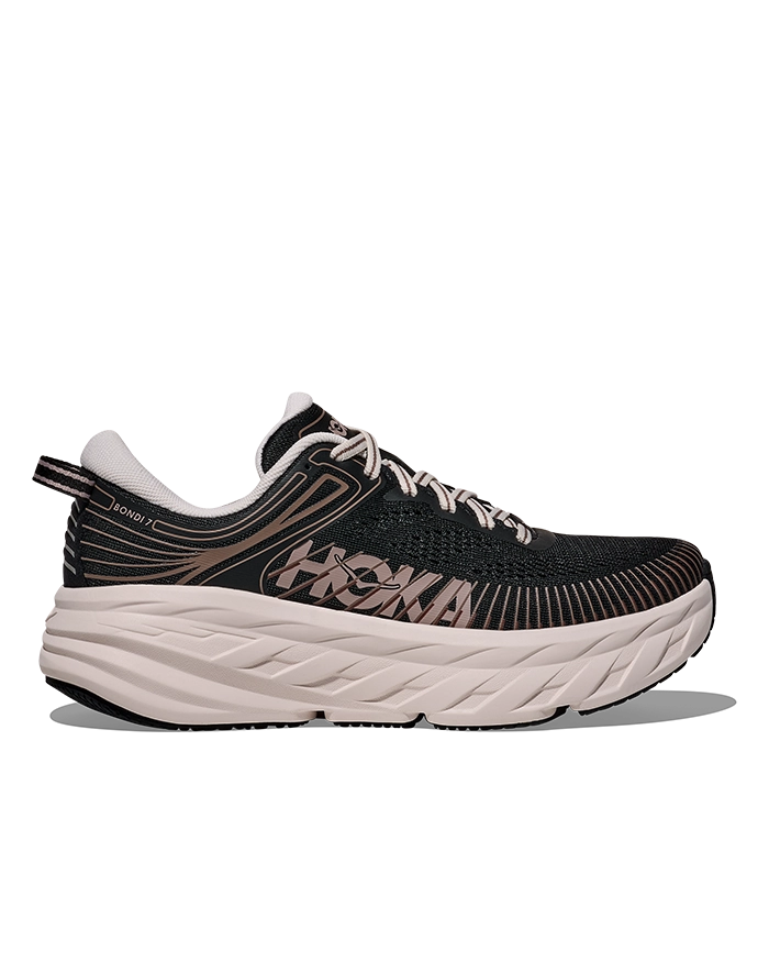 Hoka Bondi 7 Black / Rose Cream Dame